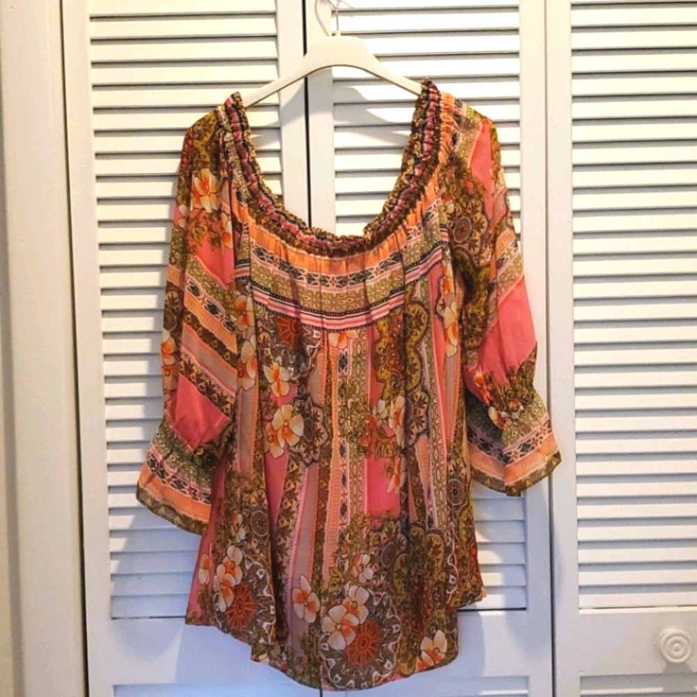 Analili Floral Top Sz XL NWT